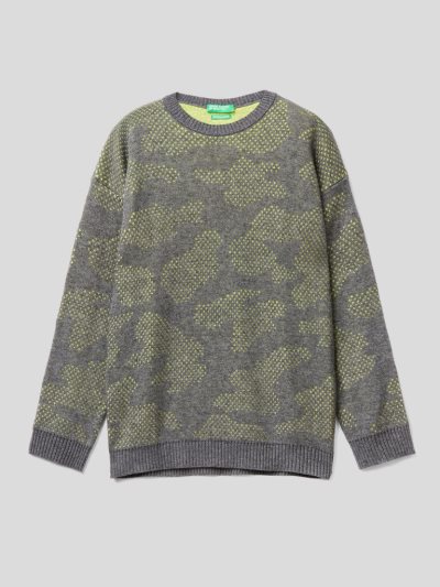 Benetton Camouflage Truien Kinderen Donkergrijs | BE152181