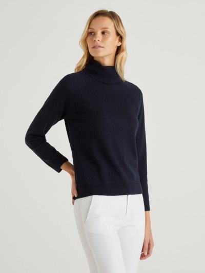 Benetton Cashmere And Wol Blend Turtleneck High Neck Sweaters Dames Donkerblauw | BE854056