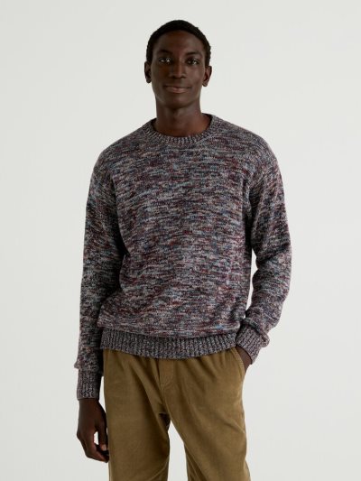 Benetton Cashmere Blend Crew Neck Sweaters Heren Gekleurd | BE772361