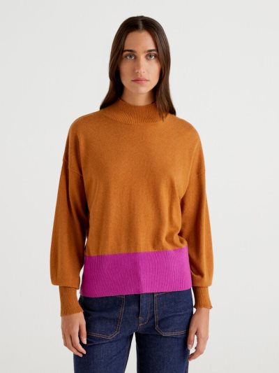 Benetton Cashmere Blend Turtleneck High Neck Sweaters Dames Oranje | BE718729