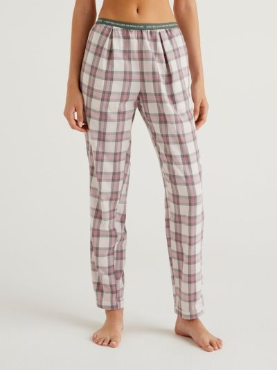 Benetton Check Flannel Broek Dames Lichtgrijs | BE915804