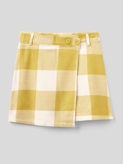 Benetton Check Wrap Rokken Kinderen Geel | BE988872