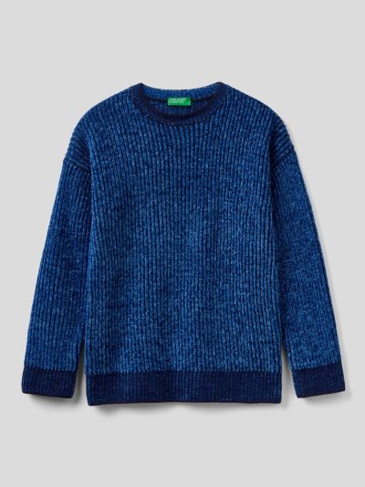 Benetton Chenille Crew Neck Truien Kinderen Blauw | BE453044