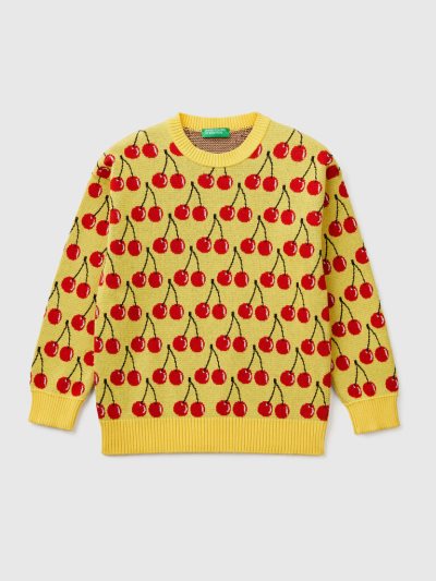 Benetton Cherry Pattern Truien Kinderen Geel | BE923272