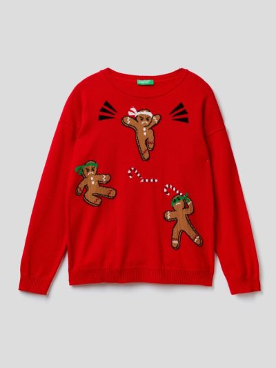 Benetton Christmas Inlay Truien Kinderen Rood | BE400964