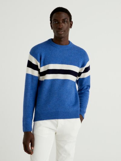 Benetton Clashing Detail Crew Neck Sweaters Heren Blauw | BE164619