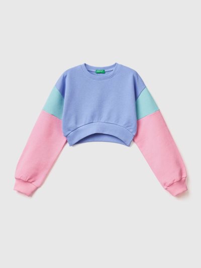 Benetton Color Block Cropped Sweatshirt Kinderen Periwinkle | BE452218