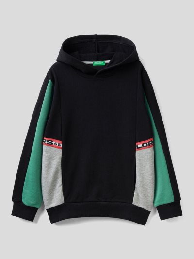 Benetton Color Block Hoodie Kinderen Zwart | BE106327