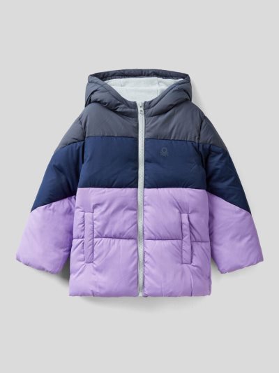 Benetton Color Block Puffer Padded Jackets Kinderen Lilac | BE113913