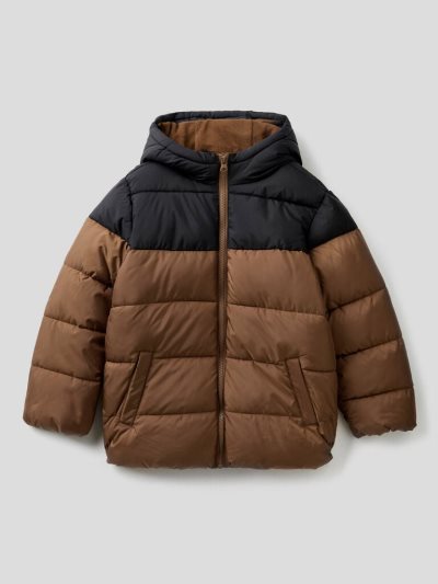 Benetton Color Block Puffer Padded Jackets Kinderen Bruin | BE711790