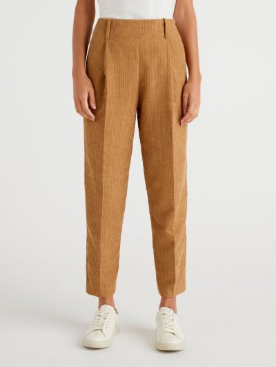 Benetton Corduroy Broek Dames Camel | BE078590