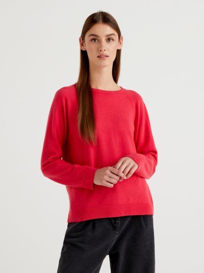 Benetton Crew Neck Cashmere And Wol Blend Truien Dames Strawberry | BE334890