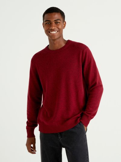 Benetton Crew Neck Cashmere And Wol Blend Truien Heren Rood | BE371418