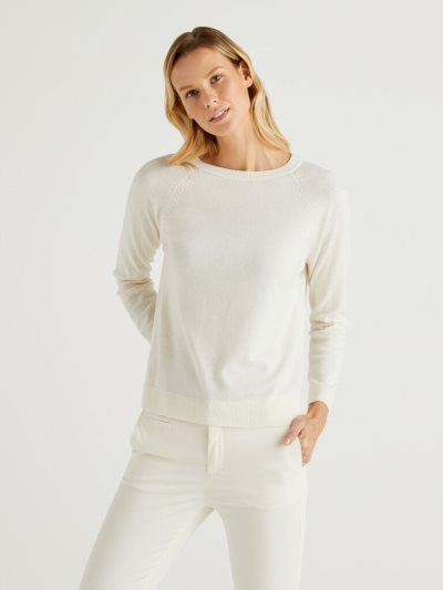 Benetton Crew Neck Cashmere And Wol Blend Truien Dames Room Wit | BE626671