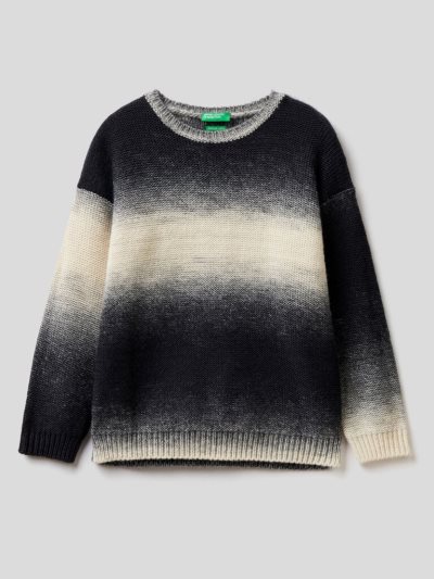 Benetton Crew Neck Degrade Look Truien Kinderen Zwart | BE908433