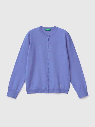 Benetton Crew Neck Katoenen Blend Cardigan Kinderen Periwinkle | BE656875