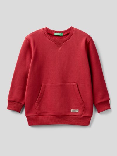 Benetton Crew Neck Organic Katoenen Sweatshirt Kinderen Rood | BE565592