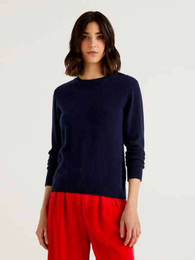 Benetton Crew Neck Pure Cashmere Truien Dames Donkerblauw | BE462625