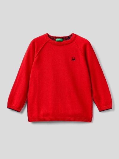 Benetton Crew Neck Raglan Sleeves Truien Kinderen Rood | BE381773