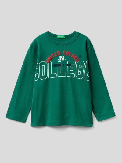 Benetton Crew Neck Warm Katoenen Long Sleeve T-shirts Kinderen Groen | BE424480