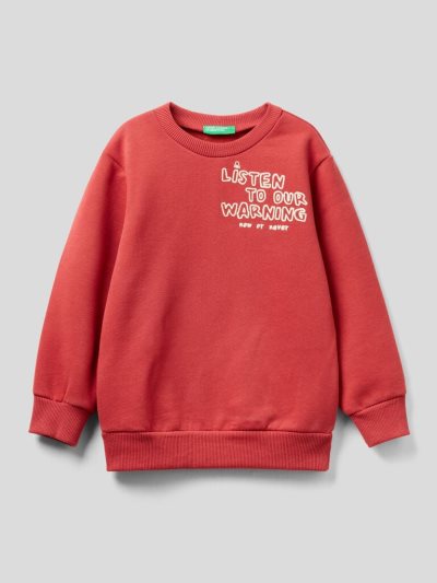 Benetton Crew Neck Warm Print Sweatshirt Kinderen Rood | BE039144