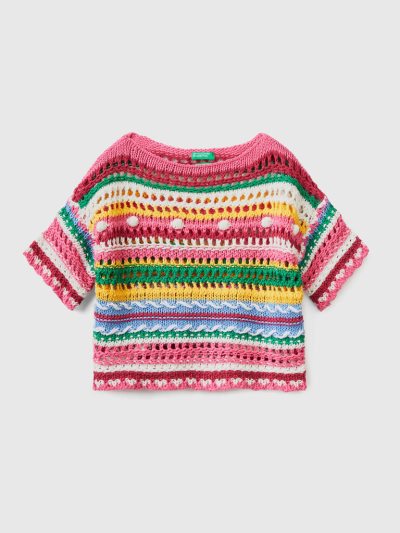 Benetton Crochet Knit Truien Kinderen Multi-color | BE703447