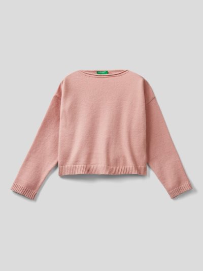 Benetton Cropped Katoenen Blend Truien Kinderen Roze | BE672931