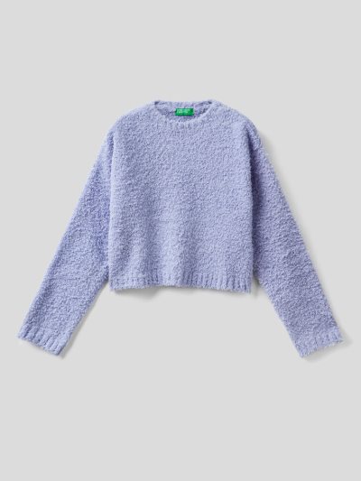 Benetton Cropped Lilac Bouclé Look Truien Kinderen Lilac | BE644698