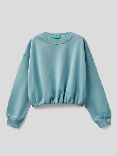 Benetton Cropped Organic Katoenen Sweatshirt Kinderen Lichtblauw | BE203877