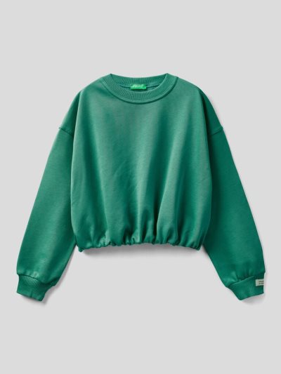 Benetton Cropped Organic Katoenen Sweatshirt Kinderen Groen | BE242037