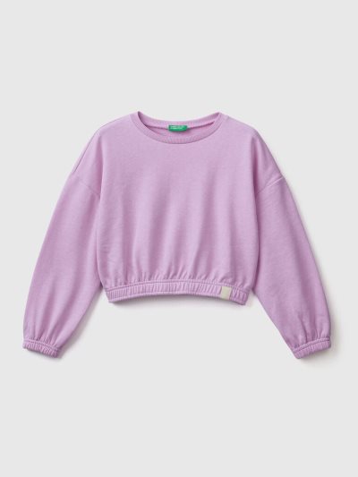 Benetton Cropped Recycled Fabric Sweatshirt Kinderen Lilac | BE074699