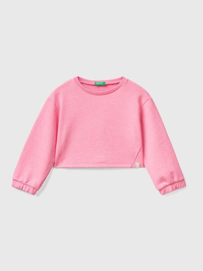 Benetton Cropped Recycled Fabric Sweatshirt Kinderen Roze | BE552767