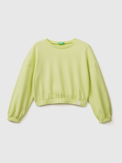 Benetton Cropped Recycled Fabric Sweatshirt Kinderen Geel | BE676308