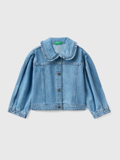 Benetton Denim Collar Light Jackets Kinderen Blauw | BE745600