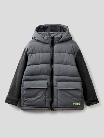 Benetton Denim Sleeves Padded Jackets Kinderen Grijs | BE003271