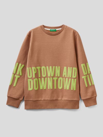 Benetton Embossed Print Sweatshirt Kinderen Beige | BE525023