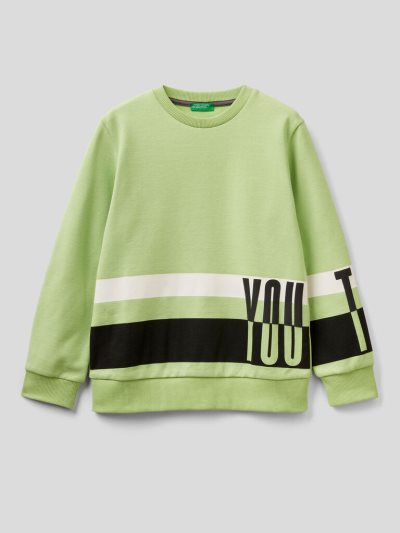 Benetton Embossed Print Sweatshirt Kinderen Lime | BE990706