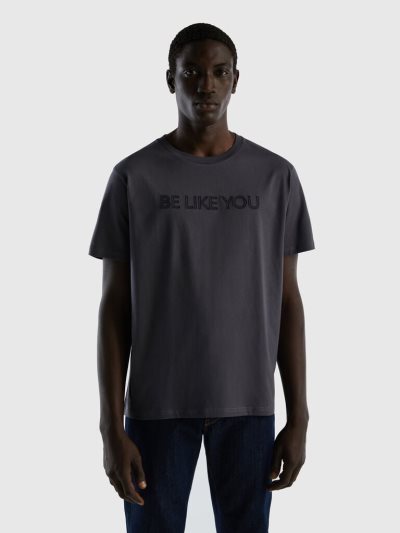 Benetton Embroidered Slogan Short Sleeve T-shirts Heren Donkergrijs | BE735792