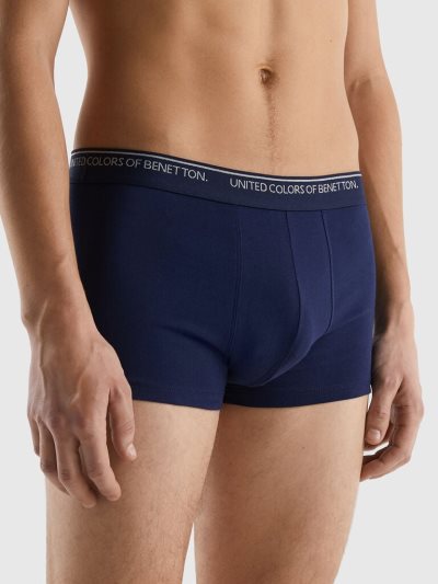 Benetton Fitted Organic Katoenen Boxers Heren Donkerblauw | BE002101