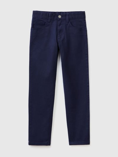 Benetton Five Pocket Slim Fit Broek Kinderen Donkerblauw | BE626635