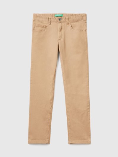 Benetton Five Pocket Slim Fit Broek Kinderen Camel | BE729516