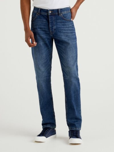 Benetton Five Pocket Slim Fit Jeans Heren Blauw | BE747883