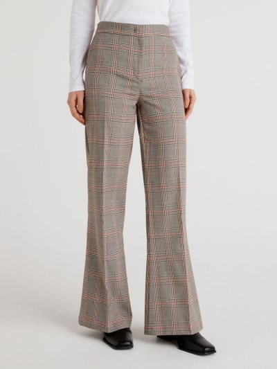 Benetton Flannel Pattern Broek Dames Bruin | BE932578