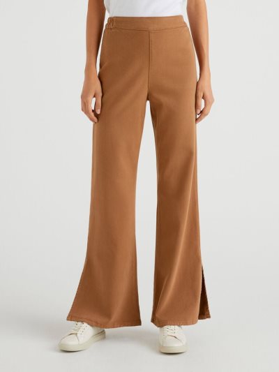 Benetton Flared Slits Broek Dames Camel | BE372720