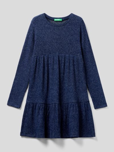 Benetton Flowy Frills Jurken Kinderen Donkerblauw | BE562030