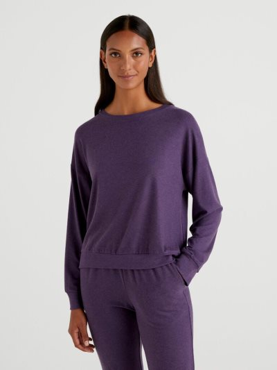 Benetton Flowy Long Sleeve T-shirts Dames Plum | BE463781