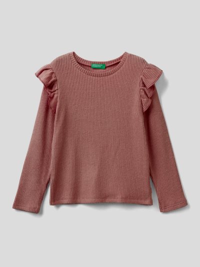 Benetton Geribbeld Rouches Long Sleeve T-shirts Kinderen Burnt | BE893077