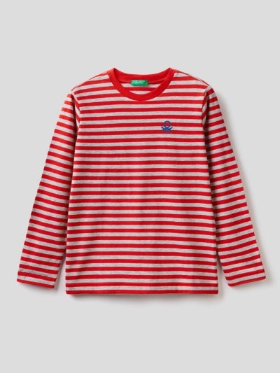 Benetton Gestreept 100% Katoenen Long Sleeve T-shirts Kinderen Rood | BE665571