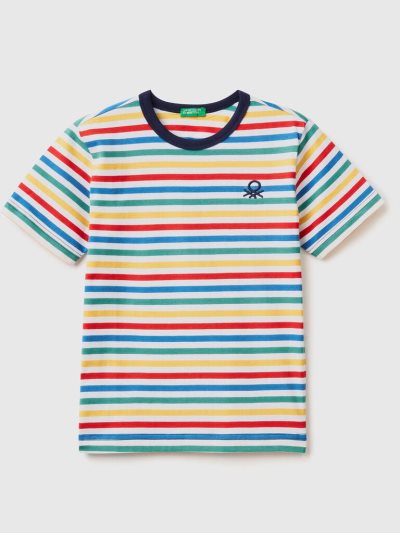 Benetton Gestreept 100% Katoenen Short Sleeve T-shirts Kinderen Multi-color | BE342872