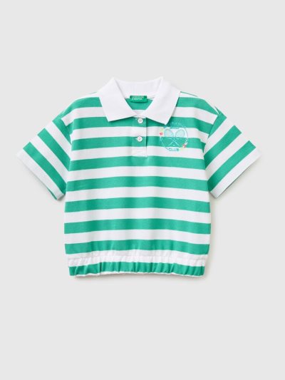 Benetton Gestreept Crest Poloshirt Kinderen Groen | BE752492